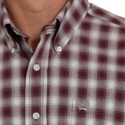 Cinch Men's Purple Plaid Long Sleeve Buttondown -Cinc Clothing Shop MTW1105350 2
