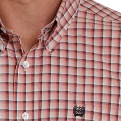 Cinch Men's Pink Plaid Buttondown Shirt -Cinc Clothing Shop MTW1105356 2