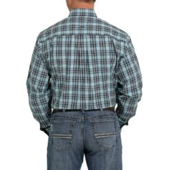 Cinch Men's Navy & Teal Plaid Buttondown Shirt -Cinc Clothing Shop MTW1105363 3