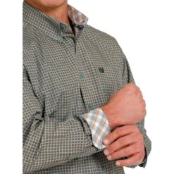 Cinch Men's Grey Print Long Sleeve Button Down -Cinc Clothing Shop MTW1105468 3