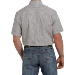Cinch Men's Khaki Print Short Sleeve Buttondown -Cinc Clothing Shop MTW1111390 3