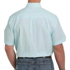 Cinch Men's Light Blue Print Short Sleeve Buttondown -Cinc Clothing Shop MTW1111397 21