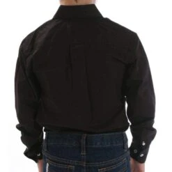 Cinch Boy's Solid Black Button Down Shirt -Cinc Clothing Shop MTW7060027 back