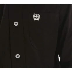 Cinch Boy's Solid Black Button Down Shirt -Cinc Clothing Shop MTW7060027 pocket