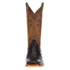 Men's R Watson Black Full Quill Ostrich 13in. Mad Dog Tan Cowhide Top Boots -Cinc Clothing Shop MU10003 1