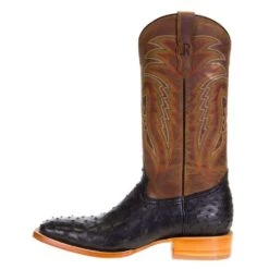 Men's R Watson Black Full Quill Ostrich 13in. Mad Dog Tan Cowhide Top Boots -Cinc Clothing Shop MU10003 2