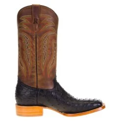 Men's R Watson Black Full Quill Ostrich 13in. Mad Dog Tan Cowhide Top Boots -Cinc Clothing Shop MU10003 4