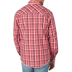 Wrangler Men's Long Sleeve Red Plaid Snap Shirt -Cinc Clothing Shop MVG341R 3