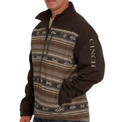 Cinch Men's Brown Logo Embroidered Color Block Aztec Jacket -Cinc Clothing Shop MWJ1583002 2