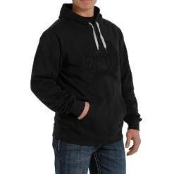Cinch Men's Black On Black Logo Hooded Sweatshirt -Cinc Clothing Shop MWK1206021 2