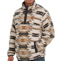 Men's Cinch Aztec Print Quarter Snap Fleece Pullover -Cinc Clothing Shop MWK1514014 21