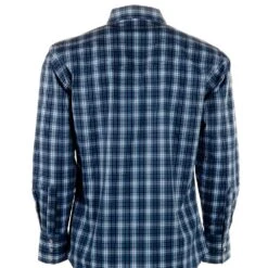 Wrangler Men's Wrinkle Resist Blue Plaid Snap Shirt -Cinc Clothing Shop MWR413B 4