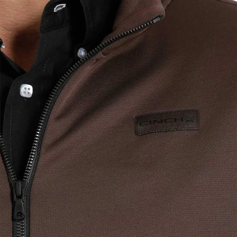 Cinch Men's 1/2 Zip Brown Pullover Fleece Vest 4 Cinch Men's 1/2 Zip Brown Pullover Fleece Vest - Image 2