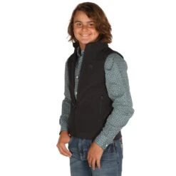 Boys Cinch Black Bonded Vest -Cinc Clothing Shop MWV7520002 2