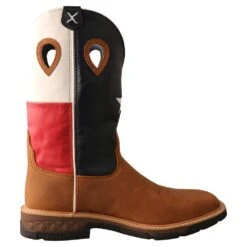 Twisted X Menin.s Light Brown 12in. Texas Flag Soft Toe Work Boot -Cinc Clothing Shop MXB0007 4