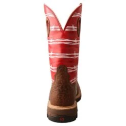 Twisted X Mens Distressed Saddle 12in Red Barbwire Soft Toe Work Boot -Cinc Clothing Shop MXB0008 3
