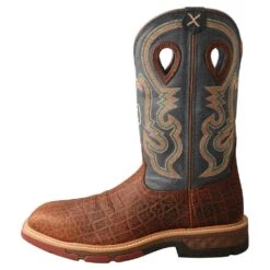 Twisted X Men`s Distressed Saddle 12` Peacock Alloy Square Toe Work Boot -Cinc Clothing Shop MXBA005 2