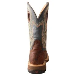 Twisted X Men`s Distressed Saddle 12` Peacock Alloy Square Toe Work Boot -Cinc Clothing Shop MXBA005 3