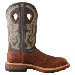 Twisted X Men`s Distressed Saddle 12` Peacock Alloy Square Toe Work Boot -Cinc Clothing Shop MXBA005 4