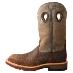 Twisted X Men`s Brown Caiman Print 12in. Grey Top Nano Toe Work Boot 9 Twisted X Men`s Brown Caiman Print 12in. Grey Top Nano Toe Work Boot -Cinc Clothing Shop MXBN005 3