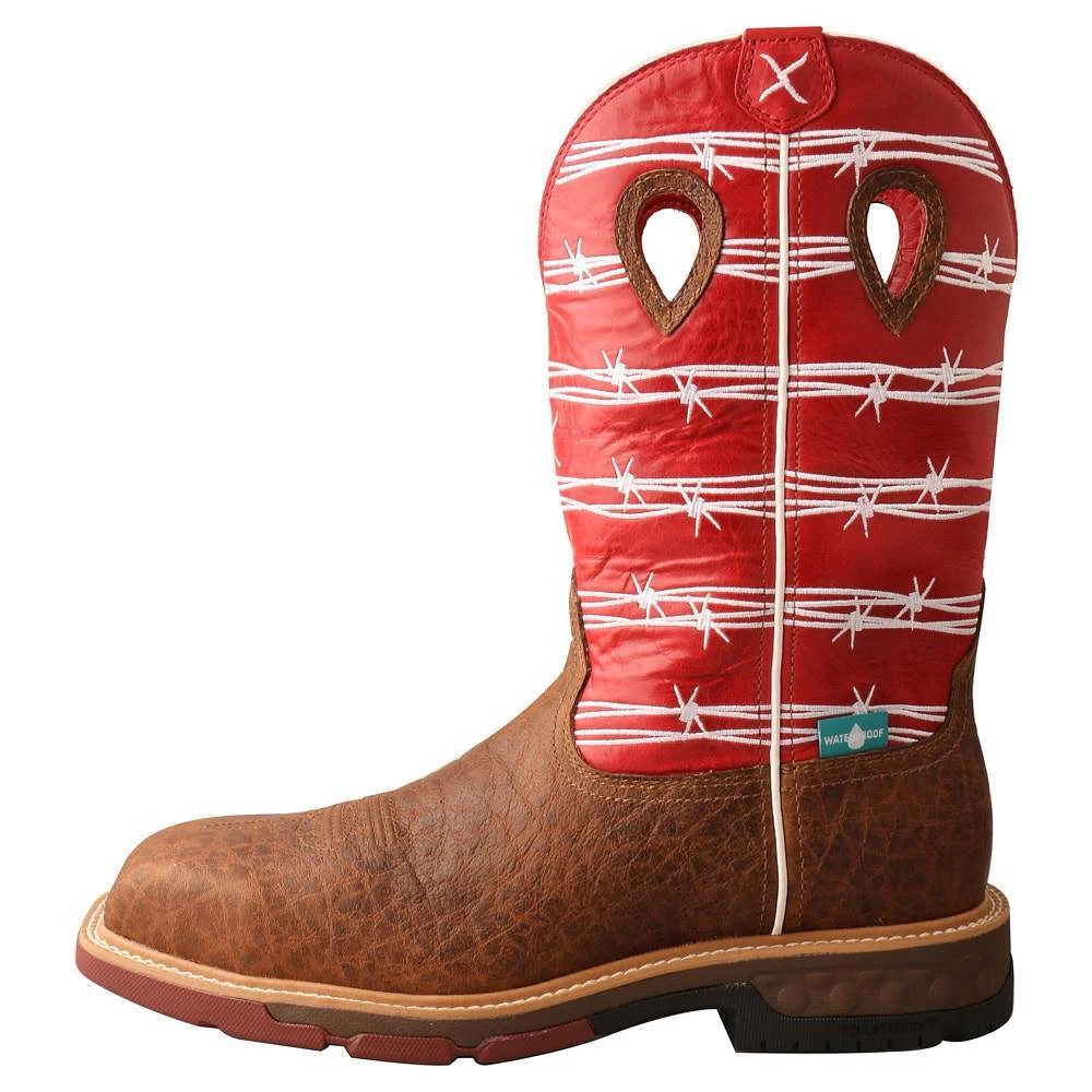 Twisted X Men`s Distressed Saddle 12` Red Barbwire Nano Toe Work Boot 5 Twisted X Men`s Distressed Saddle 12` Red Barbwire Nano Toe Work Boot - Image 3