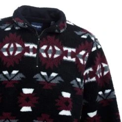 Wrangler Men's Black Aztec Sherpa Pullover -Cinc Clothing Shop MZ3107X 2