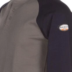 Mens FR Navy/Grey Two Tone Henley Shirt -Cinc Clothing Shop NGT466 3