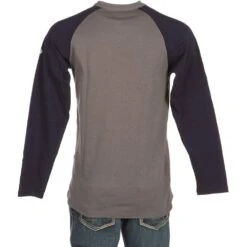 Mens FR Navy/Grey Two Tone Henley Shirt -Cinc Clothing Shop NGT466 4