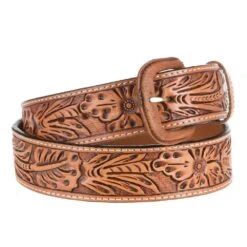 Vogt Silversmiths 1.5in. Russet Sheridan Floral Tooled Belt -Cinc Clothing Shop NRS41 405 1