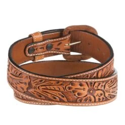 Vogt Silversmiths 1.5in. Russet Sheridan Floral Tooled Belt -Cinc Clothing Shop NRS41 405 2
