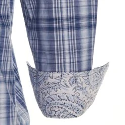 Panhandle Men's Roughstock Blue Plaid Western Shirt -Cinc Clothing Shop R0D3266 3