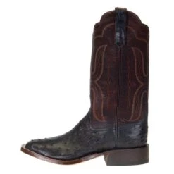 Rios Of Mercedes Men's Rios Of Mercedes Black FQ Ostrich 13in. Brown Waxy Calf Top Boots -Cinc Clothing Shop R9014 21
