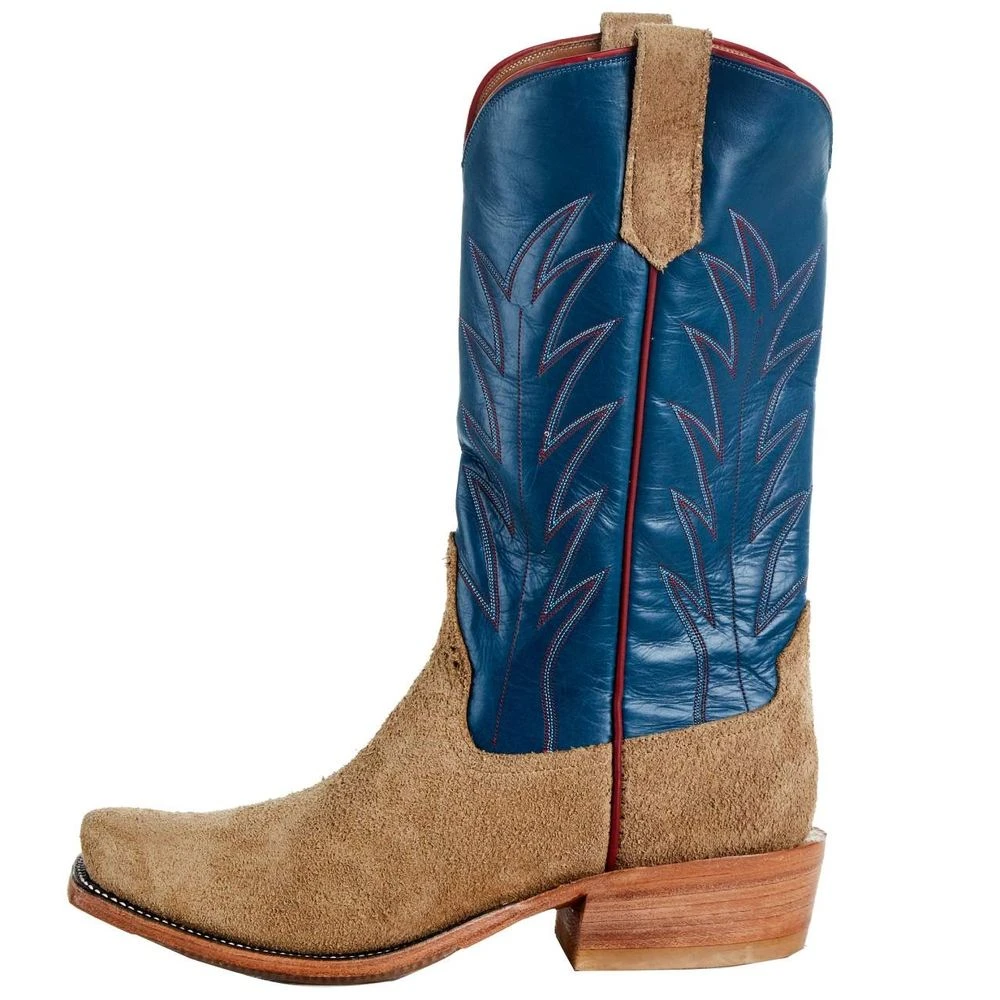 Rios Of Mercedes Men`s Tan Crazyhorse Reverse 13in. Navy Calf TK Toe Boot 5 Rios Of Mercedes Men`s Tan Crazyhorse Reverse 13in. Navy Calf TK Toe Boot - Image 3