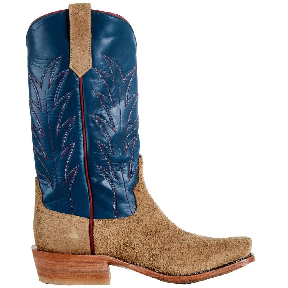 Rios Of Mercedes Men`s Tan Crazyhorse Reverse 13in. Navy Calf TK Toe Boot 7 Rios Of Mercedes Men`s Tan Crazyhorse Reverse 13in. Navy Calf TK Toe Boot - Image 5