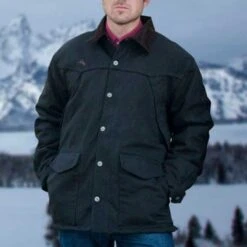 Wyoming Traders Mens Black Canvas Ranch Coat -Cinc Clothing Shop RC BLACK 03