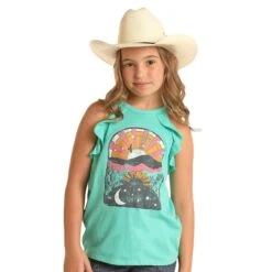 Rock & Roll DenimGirls Graphic Tank With Ruffles -Cinc Clothing Shop RRGT20R198 01
