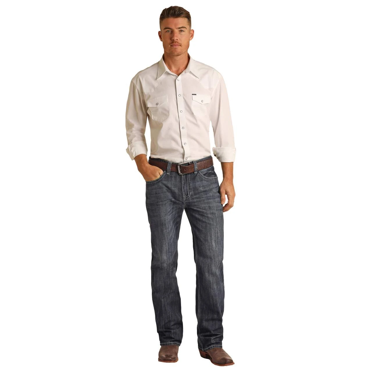 Rock N Roll Cowboy Men's Double Barrel Straight Dark Vintage Jean 4 Rock N Roll Cowboy Men's Double Barrel Straight Dark Vintage Jean - Image 2