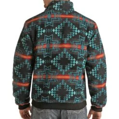 Rock & Roll Denim Men's Heavy Jacquard Cotton Aztec Bomber Coat -Cinc Clothing Shop RRMO92RZX4 3