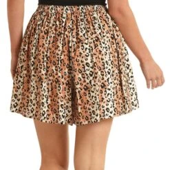 Rock & Roll Denim Women's Panhandle Ladies Leopard Print Khaki Shorts -Cinc Clothing Shop RRWB68RZO0 2