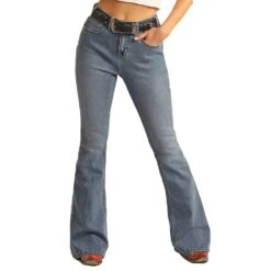 Rock & Roll Denim Women's High Rise Star Back Flare Jeans -Cinc Clothing Shop RRWD6HRZTR 2