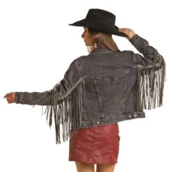 Rock & Roll Denim Women's Cropped Denim Blazer -Cinc Clothing Shop RRWD92RZQA 1