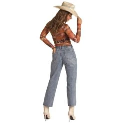 Rock & Roll Denim Womens Distressed Straight Crop -Cinc Clothing Shop RRWD9HR100 02