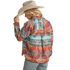 Rock & Roll Denim Women's Aztec Print Shirt Jacket -Cinc Clothing Shop RRWO92RZWQ 2