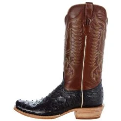 R Watson Boots Men's Black Full Quill Ostrich 13in. Cognac Sinatra Top Boot -Cinc Clothing Shop RW4510 1 3