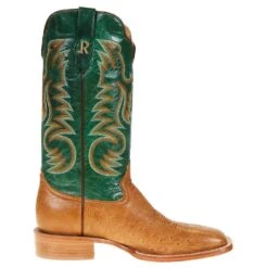 R Watson Boots Men's R Watson Antique Saddle Smooth Ostrich 13in. Forrest Green Top Boot -Cinc Clothing Shop RW5003 2 4