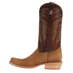 R Watson Boots Men's Tan Roughout 13in. Arizona Tan Cowhide Top Cutter Toe Cowboy Boots -Cinc Clothing Shop RW8200 1 2