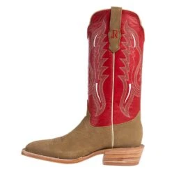 R Watson Boots Men's Sand Roughout 13in. Cherry Red Cowhide Top Square Toe Cowboy Boots -Cinc Clothing Shop RW8207 2 2