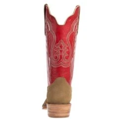 R Watson Boots Men's Sand Roughout 13in. Cherry Red Cowhide Top Square Toe Cowboy Boots -Cinc Clothing Shop RW8207 2 3