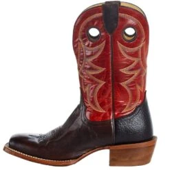 Tony Lama Men`s Arena Ronan Chocolate 11in. Crimson Cowhide Top Square Toe Boot -Cinc Clothing Shop SA2010 03