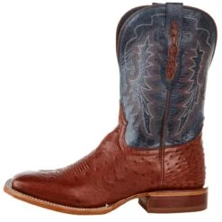 Tony Lama Men`s Brandy Smooth Ostrich 11in. Navy Goat Top Boot -Cinc Clothing Shop SA6101 03